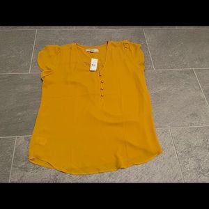 New LOFT Mustard Women’s Blouse Shirt Top Size Small NWTS